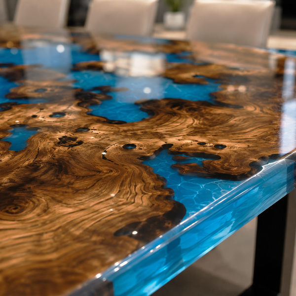 Golden Camphor Ocean Wave Epoxy Resin Conference Table