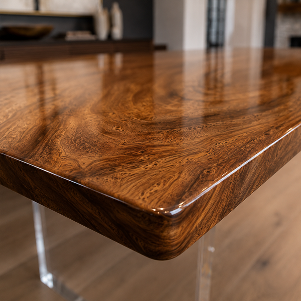 Walnut Amber Grain Wood Slab Table