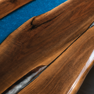 Black Walnut Deep Ocean Wave Shimmer Epoxy Resin Dining Table