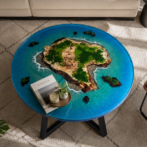 Pure Resin Tropical Archipelago Micro Landscape Round Coffee Table