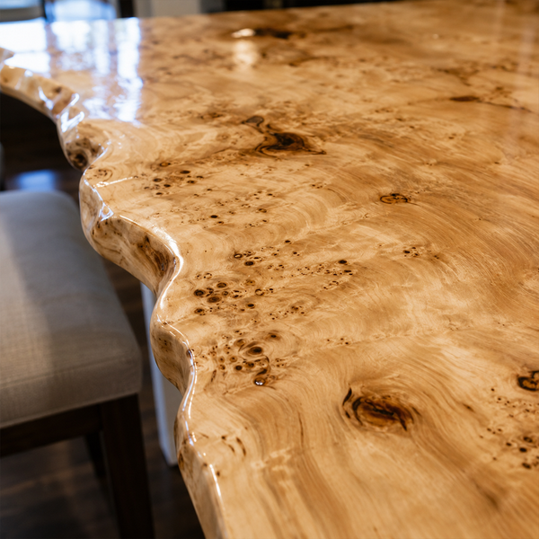 Poplar Burl Natural Live Edge Solid Wood Slab Table