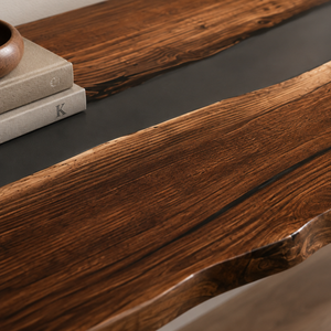 Black Walnut Transparent Black River Epoxy Resin Console Table