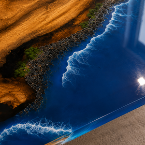 Walnut Rocky Coastline Epoxy Resin Coffee Table